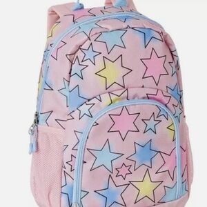 Pink Star Print Kids Backpack with Pastel Accents